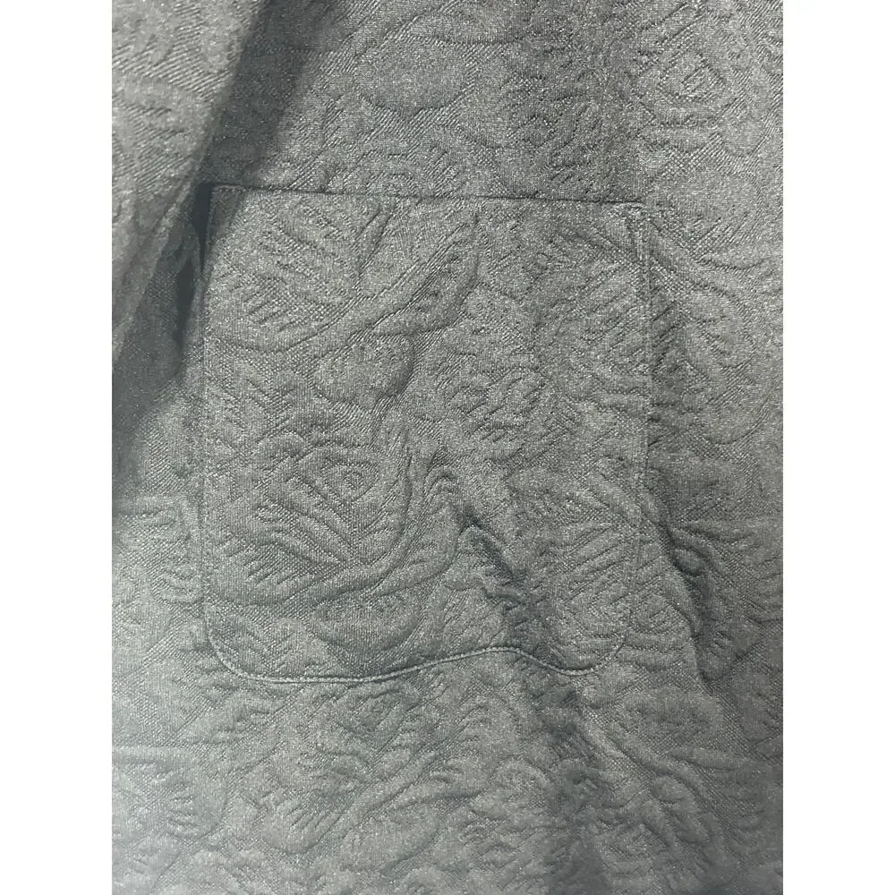 Susan Graver Jacket Large Black Full Zip Mono Textured Floral Tunic